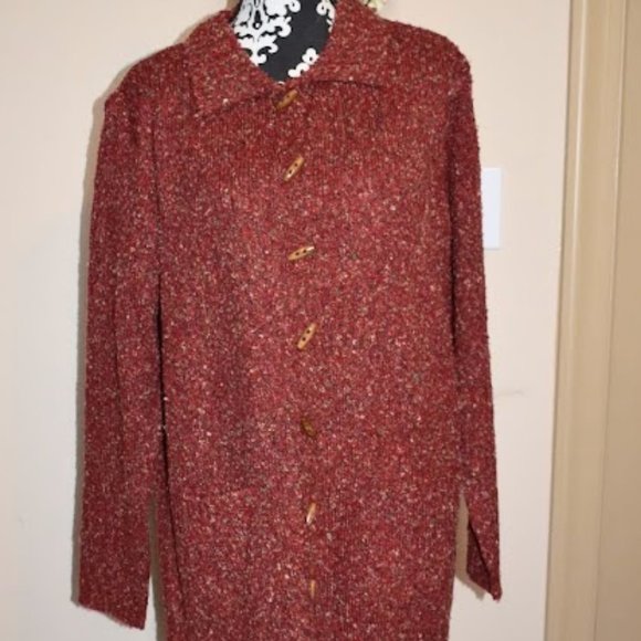 NWT White Stag women's plus size 18W/20W sweater with wood buttons orange - Picture 4 of 4